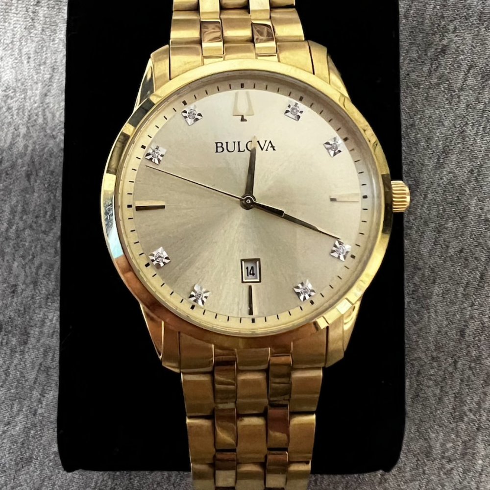 Bulova Sutton Diamond Accent Gold-Tone Watch with Champagne Dial